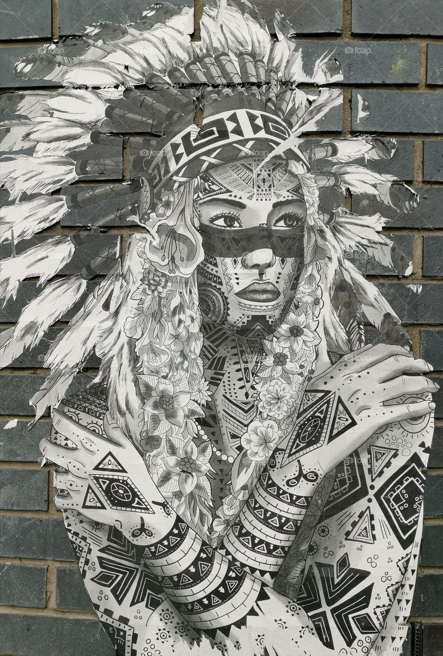 Visual street art in London. Black and white photography. Beautiful murals.