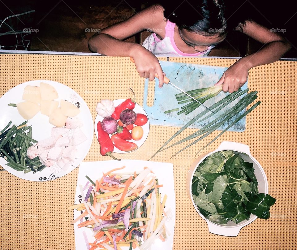 A girl cooking