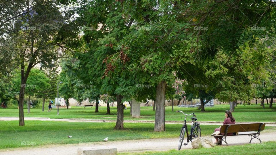 Trees#park#bycicle#human